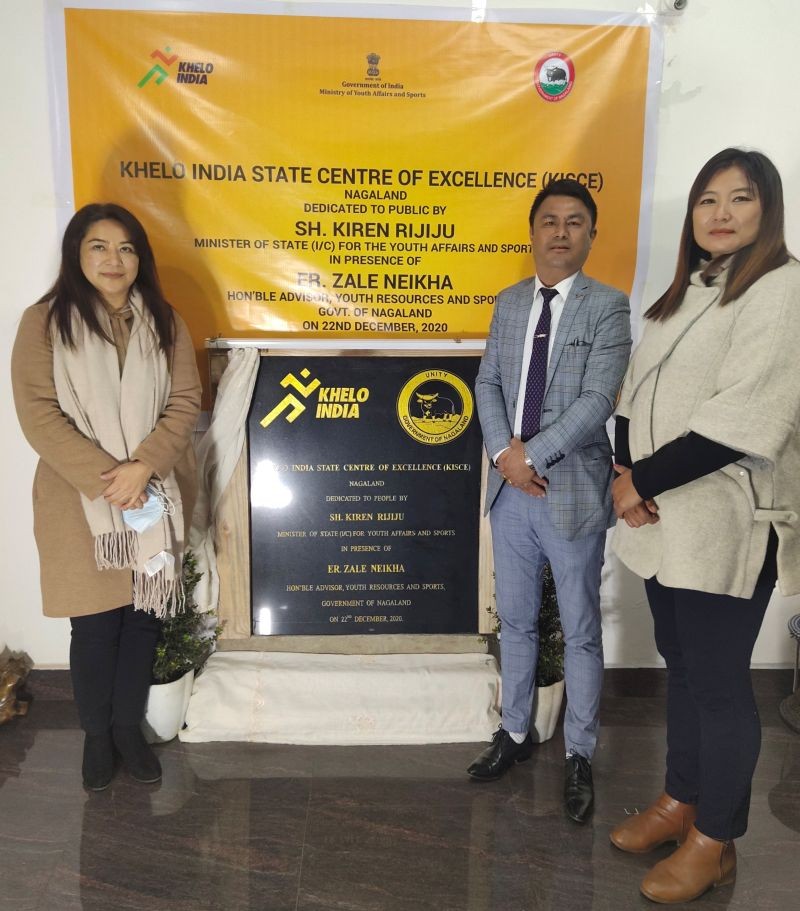 Er Zale Neikha with Akumla Chuba and Chekrovolu Swuro during the virtual launch of KISCE Nagaland.